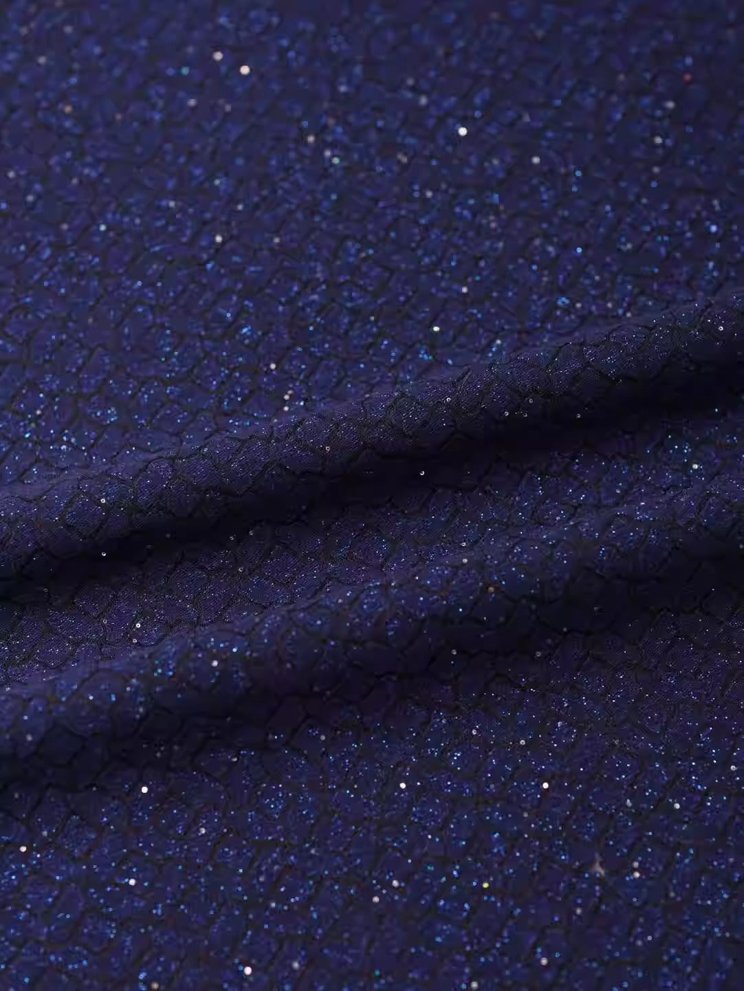 SJKSM001 - Jacquard silk wool blend fabric, navy blue,140cm wide by the yard