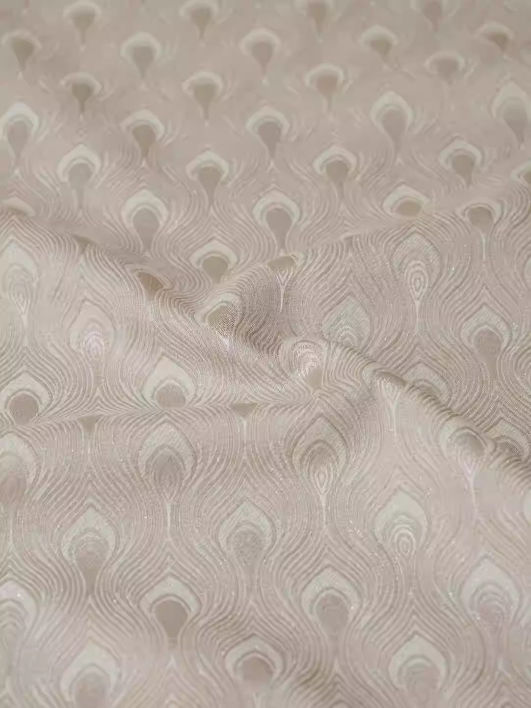SJKSM002 - Jacquard silk wool blend fabric,feather, 140cm wide by the yard