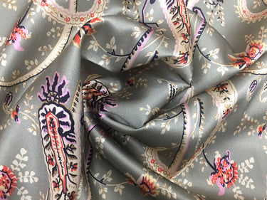 SOUYAO - 19 Momme Slender Cashew Flowers Pattern Digital Print Stretch Silk Satin Fabric - 140cm wide by the Yard