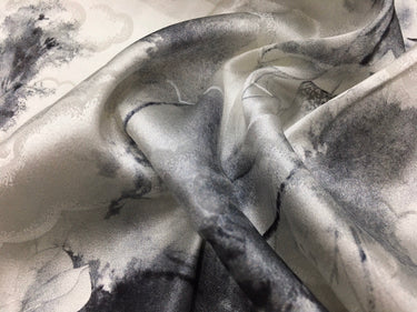 SUIMOL - 19 Momme Ink Lotus Pattern Digital Print Stretch Silk Satin Fabric - 140cm wide by the Yard