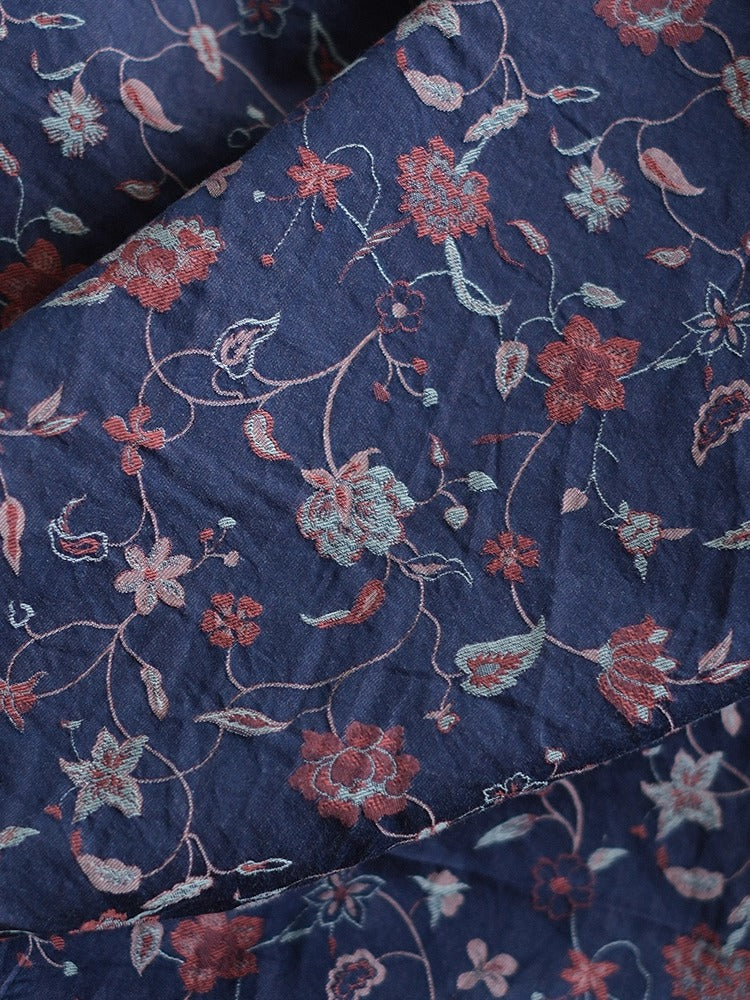 SZTIHML - Cotton fabric, jacquard floral, pink vs blue, 1.45m wide by the Yard