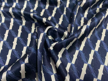 TAOWJI - 22 Momme Stripe Geometry Pattern Digital Print Stretch Silk Satin Fabric - 108cm wide by the Yard