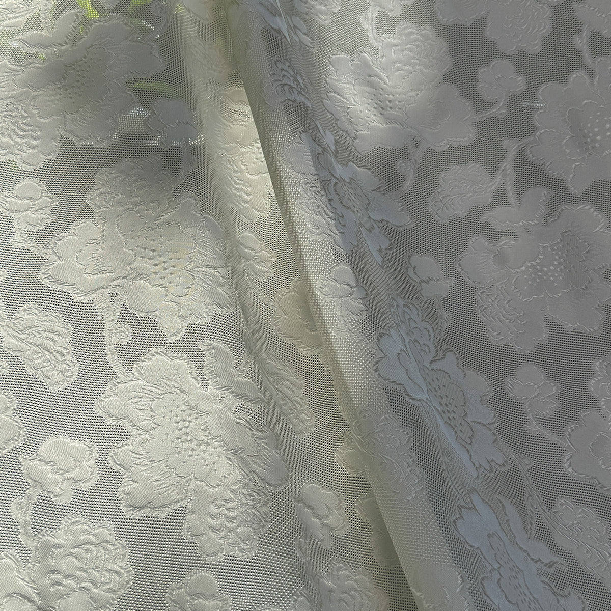 XYSJBWMDB - Leno silk fabric, 25 momme 114cm wide, white peony, 100% mulberry silk