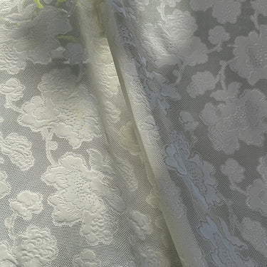 XYSJBWMDB - Leno silk fabric, 25 momme 114cm wide, white peony, 100% mulberry silk