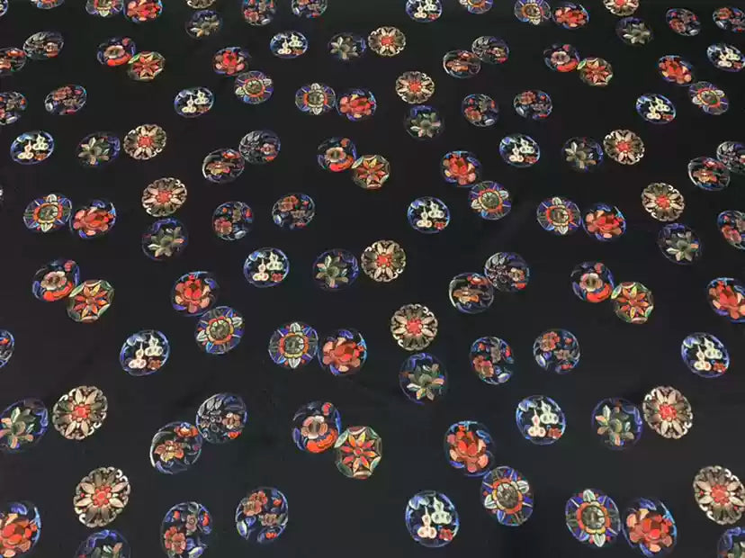 YUANHA - 19 Momme Flowers Pattern Digital Print Stretch Silk Satin Fabric - 140cm wide by the Yard