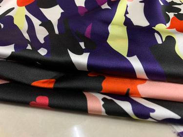 ZIMICA - 19 Momme Purple Toned Irregular Pattern Digital Print Stretch Silk Satin Fabric - 140cm wide by the Yard