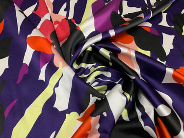 ZIMICA - 19 Momme Purple Toned Irregular Pattern Digital Print Stretch Silk Satin Fabric - 140cm wide by the Yard