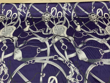 ZREDYE - 19 Momme Purple Chain Pattern Digital Print Stretch Silk Satin Fabric - 108cm wide by the Yard