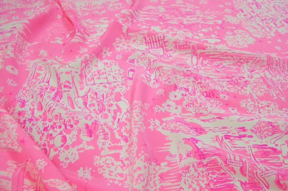 MFENAD - 24 momme Abstract Doodle Print Stretch Silk Crepe de Chine Fabric - 138cm wide by the Yard