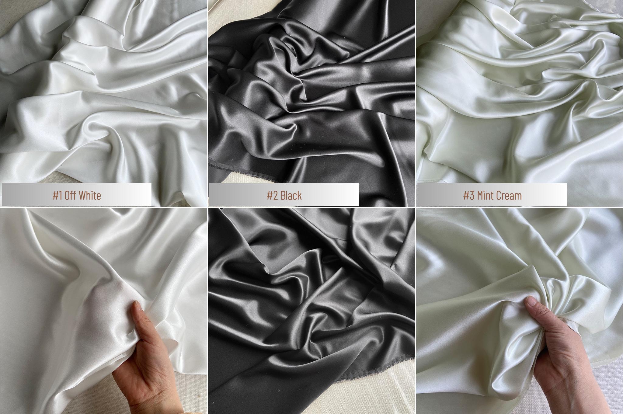 100% Silk Charmeuse, 22 Momme solid 50 colors, 140cm wide by the yard