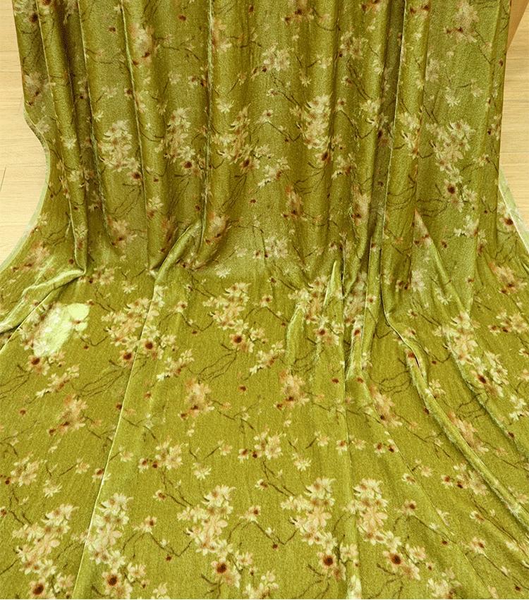 ZSRLHL - 55 Momme Pear Blossom Pattern with Three Background Colors Printed Mulberry Silk Velvet Fabric - 140cm wide by the Yard