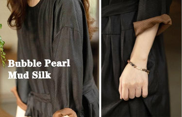 ZHENZHU - Handmade 26 Momme Bubble Pearl Satin Mud Silk Fabric - 110cm by the Yard