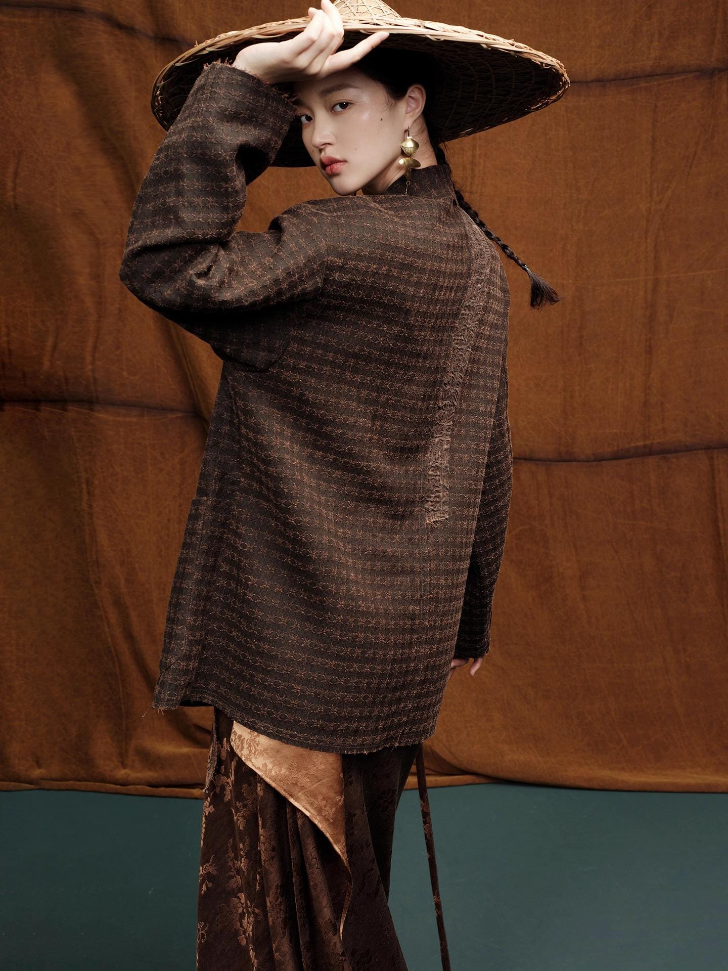 JPXNHZ - 90 Momme Jacquard Mud Silk Gambiered Ganton Tussah Silk Fabric - 110cm wide by the Yard