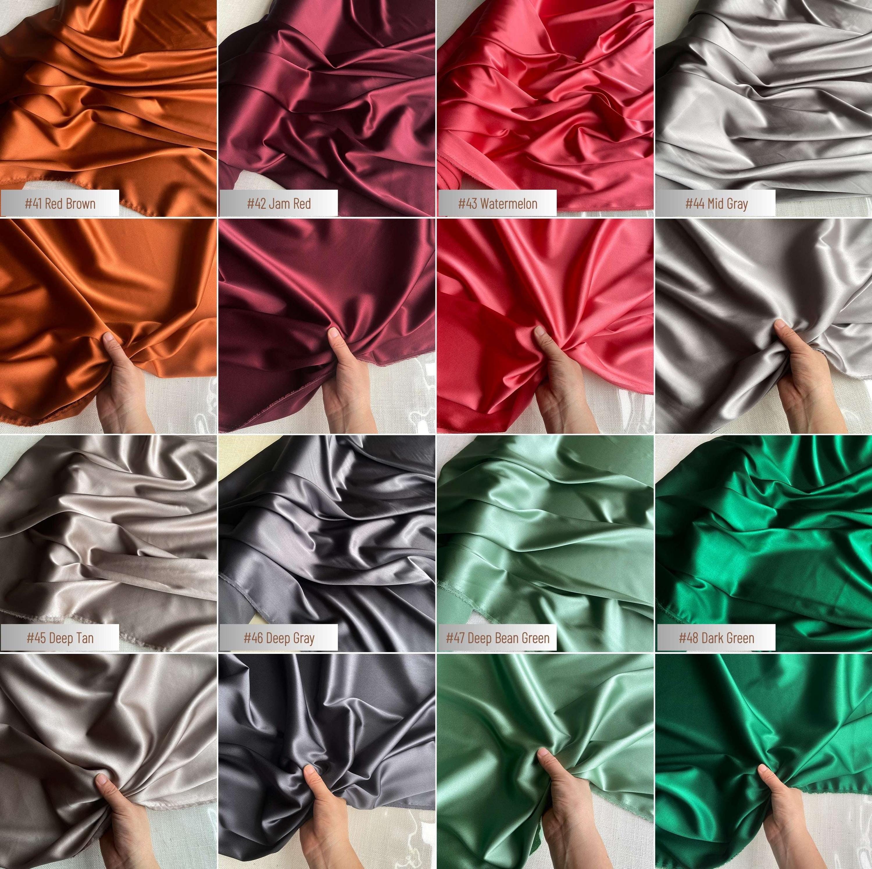 80 Colors Solid - 19 momme Stretch Silk Satin Fabric - 140cm wide by the Yard