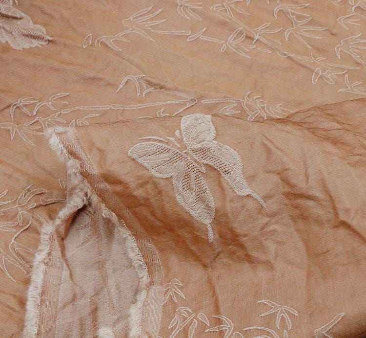 SANBEI - 35 Momme Vintage Butterfly Jacquard Silk-Wool Blend Fabric - 138cm wide by the Yard