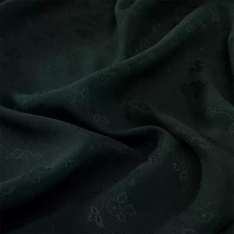 LZMOXY - Handmade 23 Momme Jacquard Heritage Dark Green Gambiered Silk Satin Fabric - 110cm By the Yard
