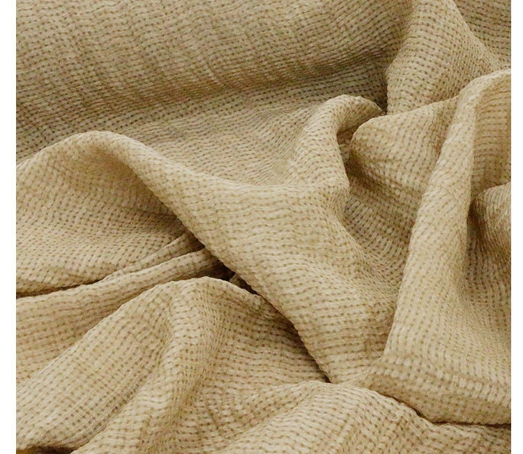 SOFABU - 17 Momme Vintage Style Dirty Dyed Pure Pigmented Jacquard Silk And Linen-Blend Coarse Fabric - 137cm wide by the Yard