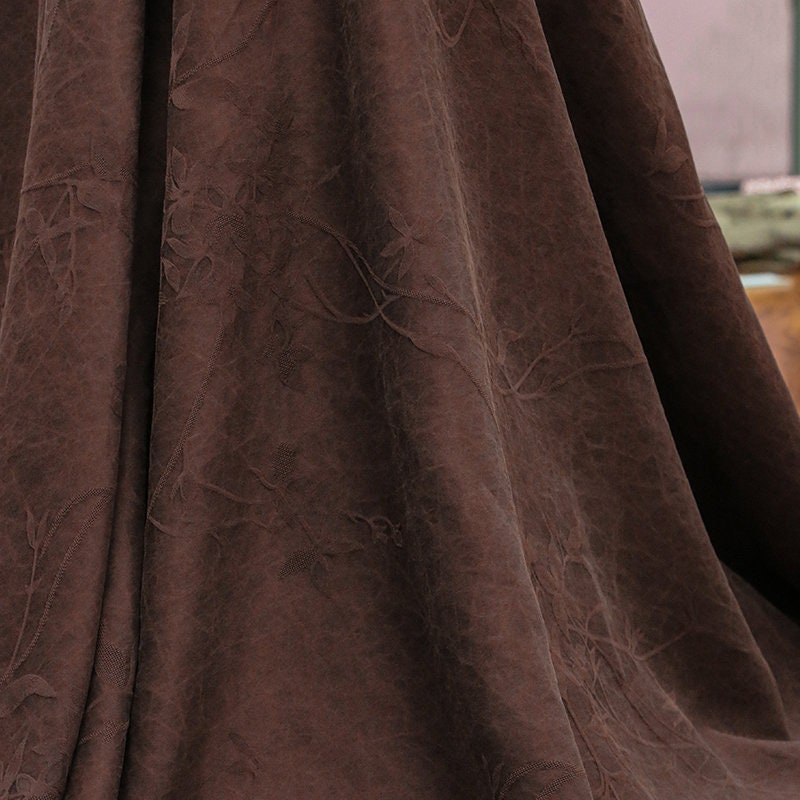 CRBELL - Coffee Red 28 Momme Handmade Jacquard Plain Satin Plant Dye Mud Silk Fabric, 135cm by the Yard