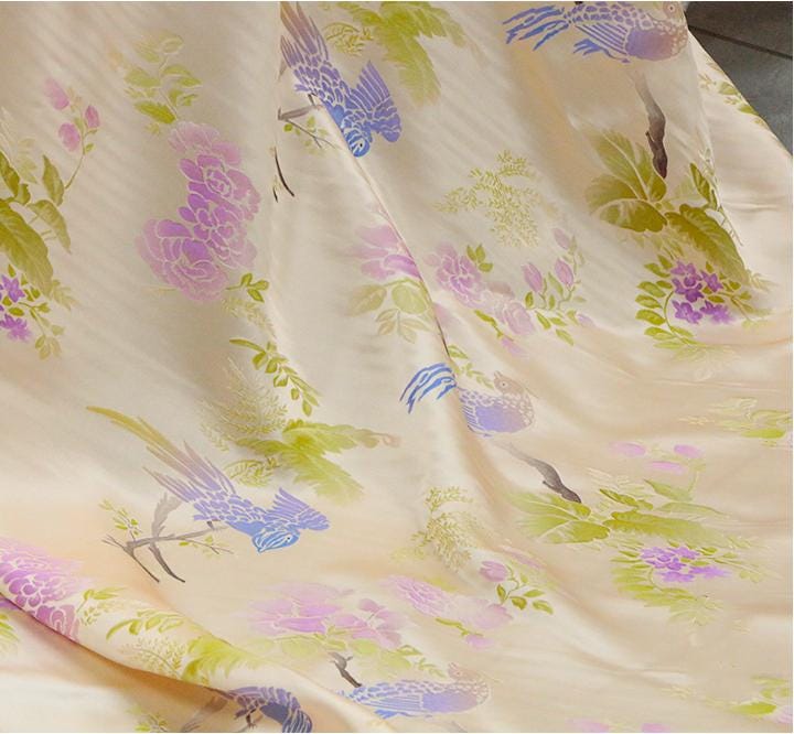 FANIAO - 25 Momme Handmade Jacquard Silk Satin Fabric - 135cm by the Yard