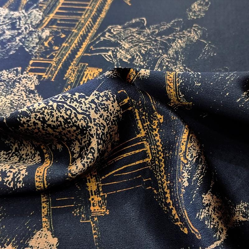 GUYLGE - Handmade 40 Momme Jacquard Mud Silk Satin Fabric -112cm By the Yard