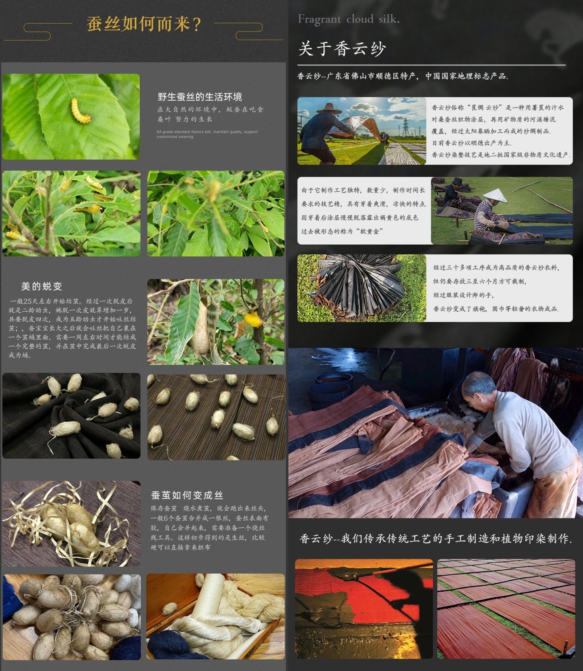 JILICHOU - 27 Momme Handmade Gambiered Ganton Tussah Mud Silk Fabric - 130cm wide by the Yard