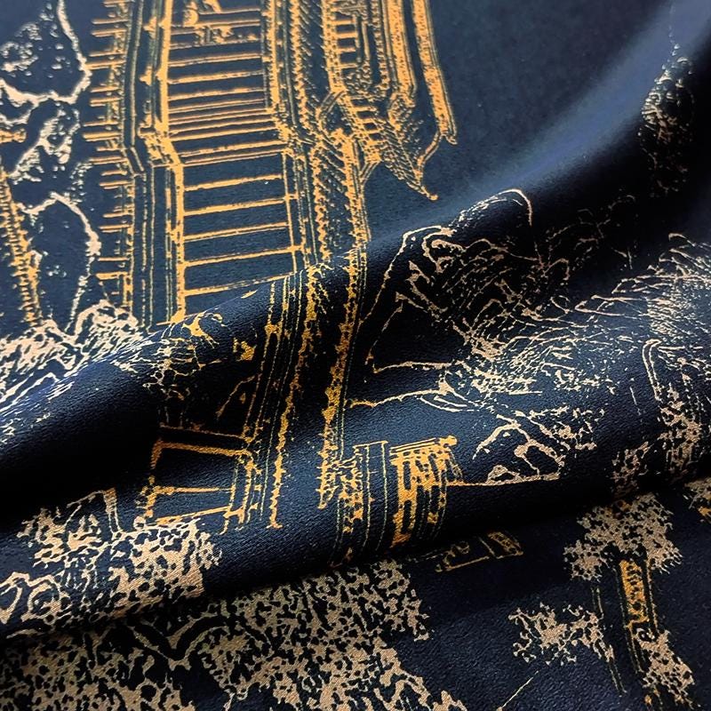 GUYLGE - Handmade 40 Momme Jacquard Mud Silk Satin Fabric -112cm By the Yard