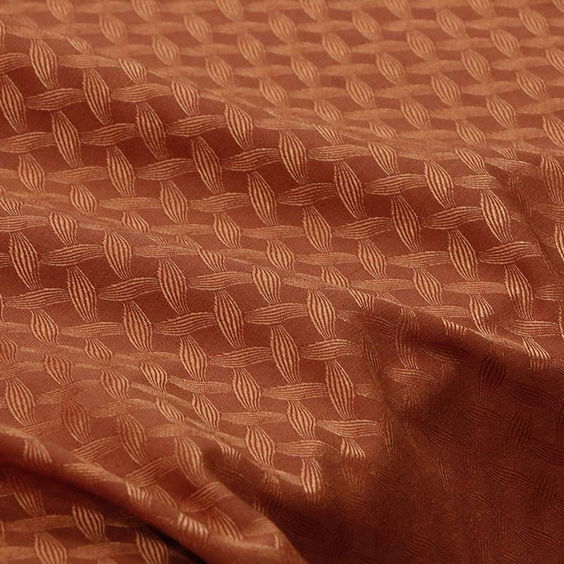 SIMOSZ - 25 Momme Caramel Color Cross Texture Jacquard Mulberry Silk Wool Blend Silk Fabric - 138cm wide by the Yard