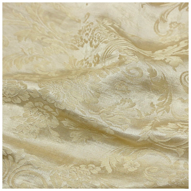 MOSALE - Handmade Silk and Linen for Designers Classical Jacquard Satin Mulberry Silk Fabric - 148cm wide by the Yard