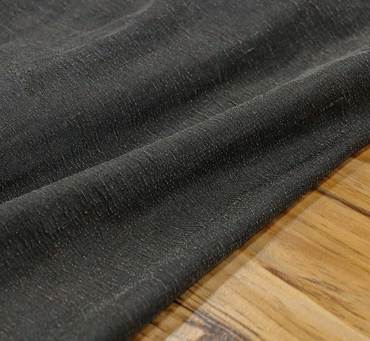 JILICHOU - 27 Momme Handmade Gambiered Ganton Tussah Mud Silk Fabric - 130cm wide by the Yard