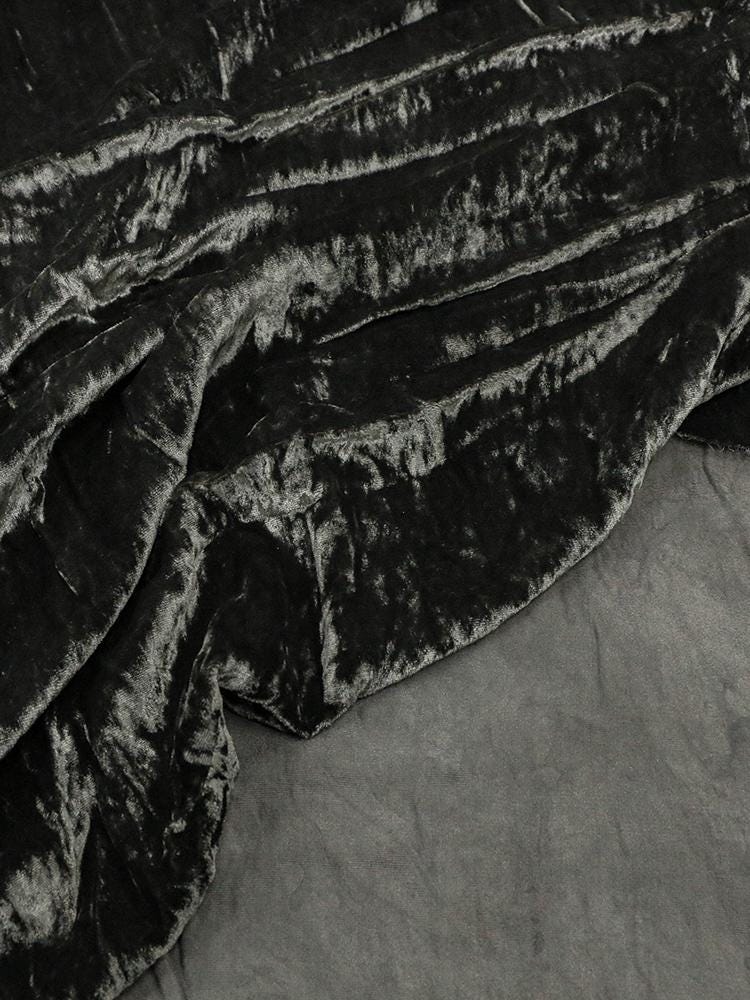 NIHUI - Handmade Plant-dyed Mud Gray Niche Silk Velvet Fabric - 125cm wide by the Yard