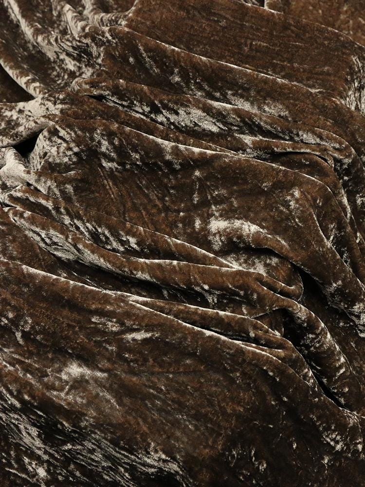 TUOHE - Handmade Plant-dyed Camel Brown Niche Silk Velvet Fabric - 125cm wide by the Yard