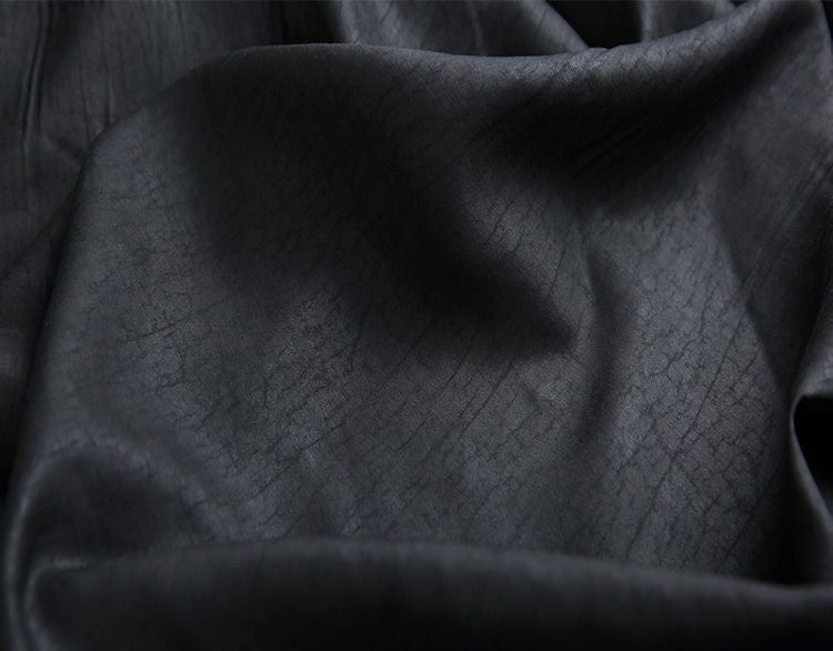 SHUANGHEI - Handmade 22 Momme Both-sides Black Cracked Mud Silk Fabric 110cm By the Yard
