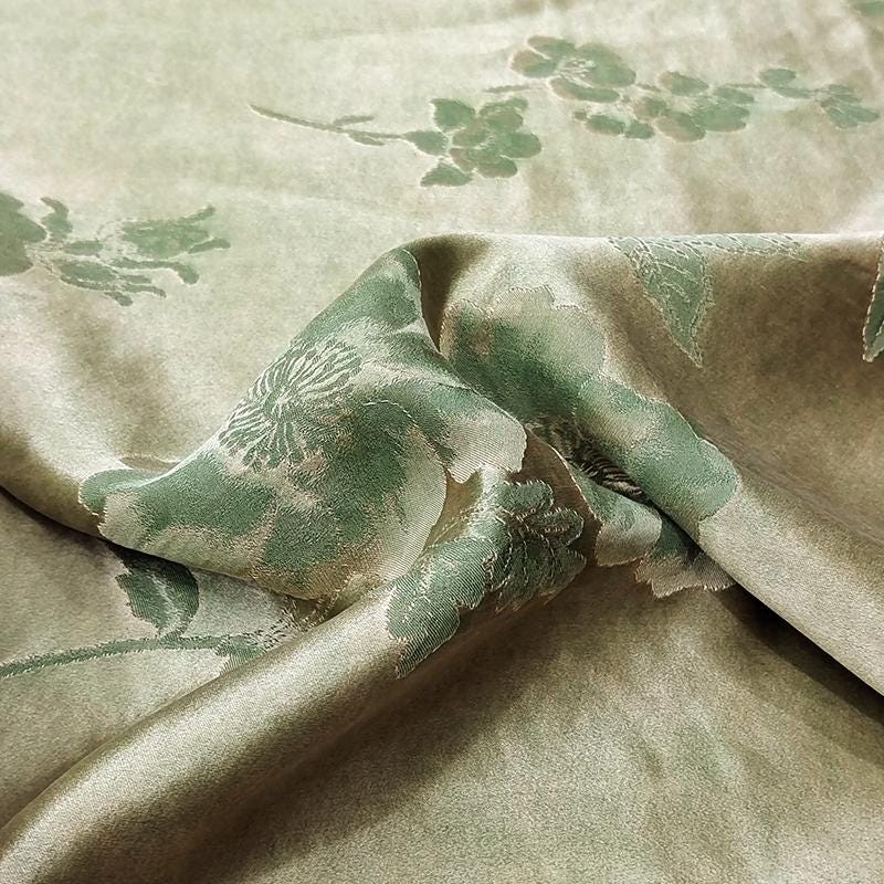 GYNVRH - Handmade 40 Momme Plant Dyeing Mud Silk Satin Fabric - 112cm By the Yard