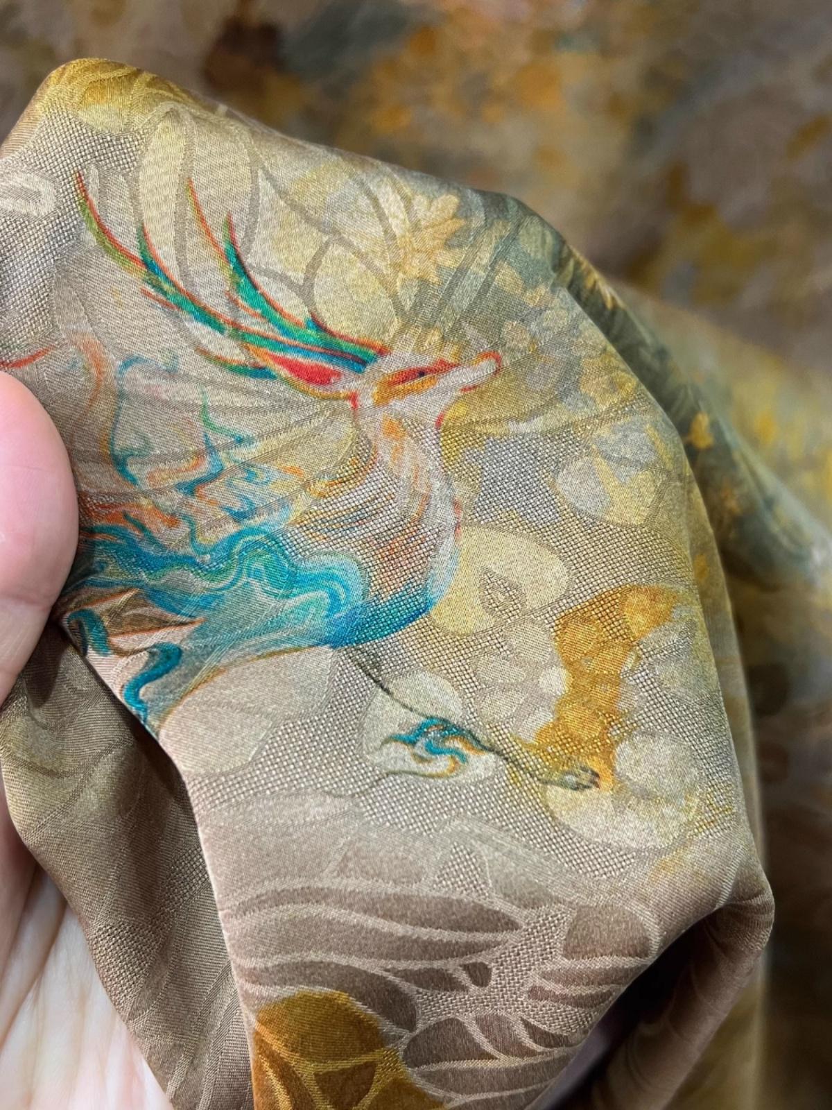 YELOWSM - Handmade 25 Momme HUALUO Jacquard Mud Silk Fabric (Openwork texture) - 112cm by the Yard