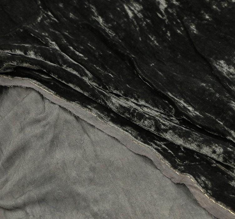 NIHUI - Handmade Plant-dyed Mud Gray Niche Silk Velvet Fabric - 125cm wide by the Yard