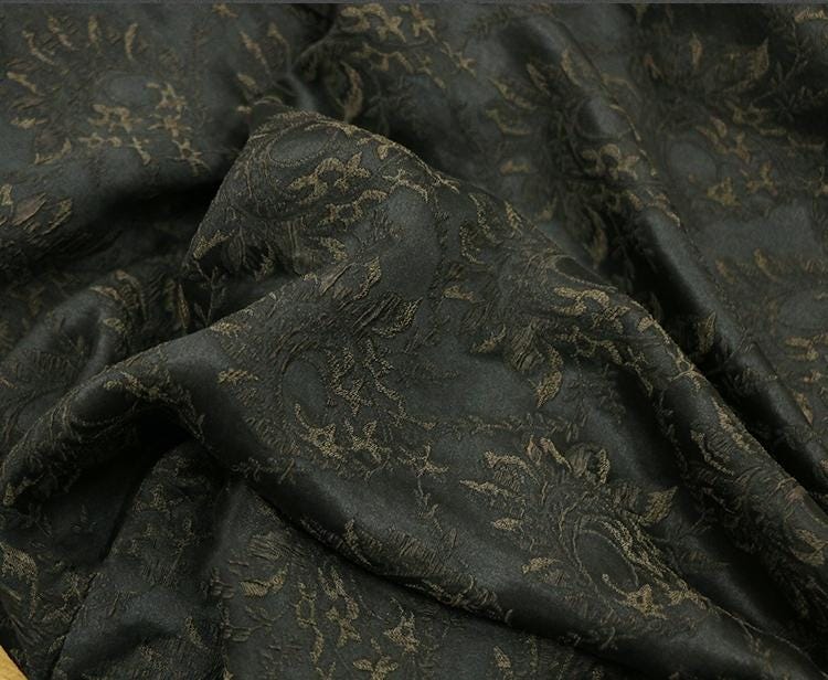 TALFWW - 28 Momme Handmade Jacquard Guanle Crepe Silk Fabric - 110cm wide by the Yard