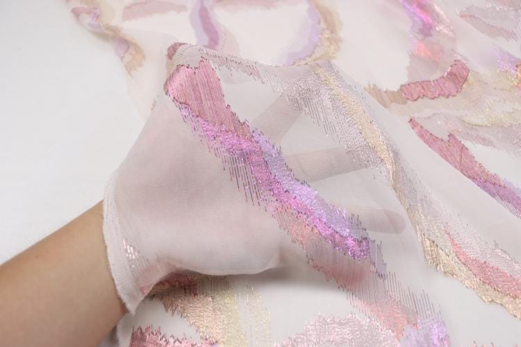 JFHCSL - 10 Momme Golden Thread Weave Silk Georgette Fabric - 140cm wide by the Yard