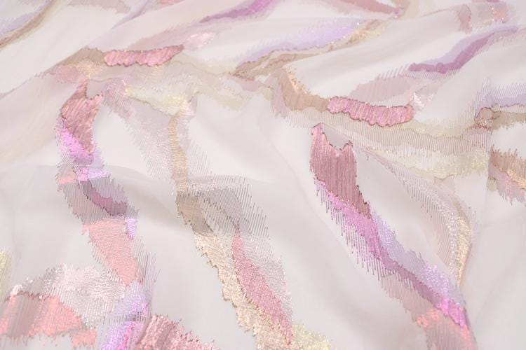 JFHCSL - 10 Momme Golden Thread Weave Silk Georgette Fabric - 140cm wide by the Yard