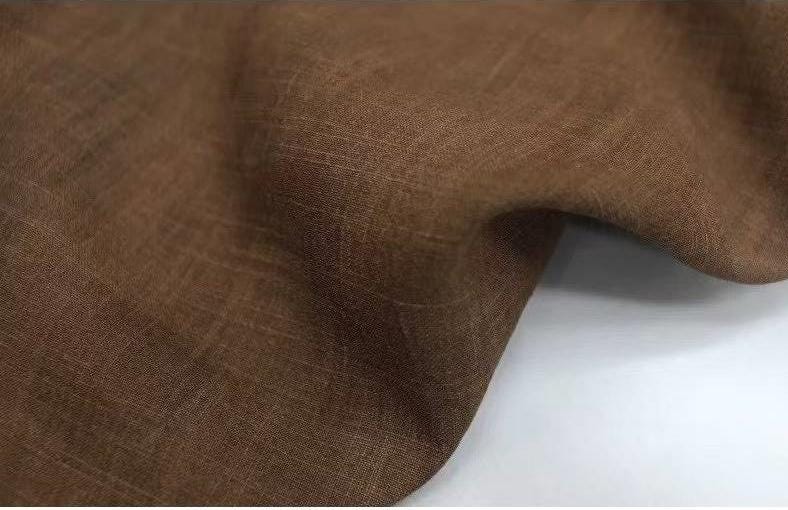 OSYMXTQ - 40 Momme ZEN Style Black and Brown Plant Dyed Handmade Mud Linen - 140cm wide by the Yard