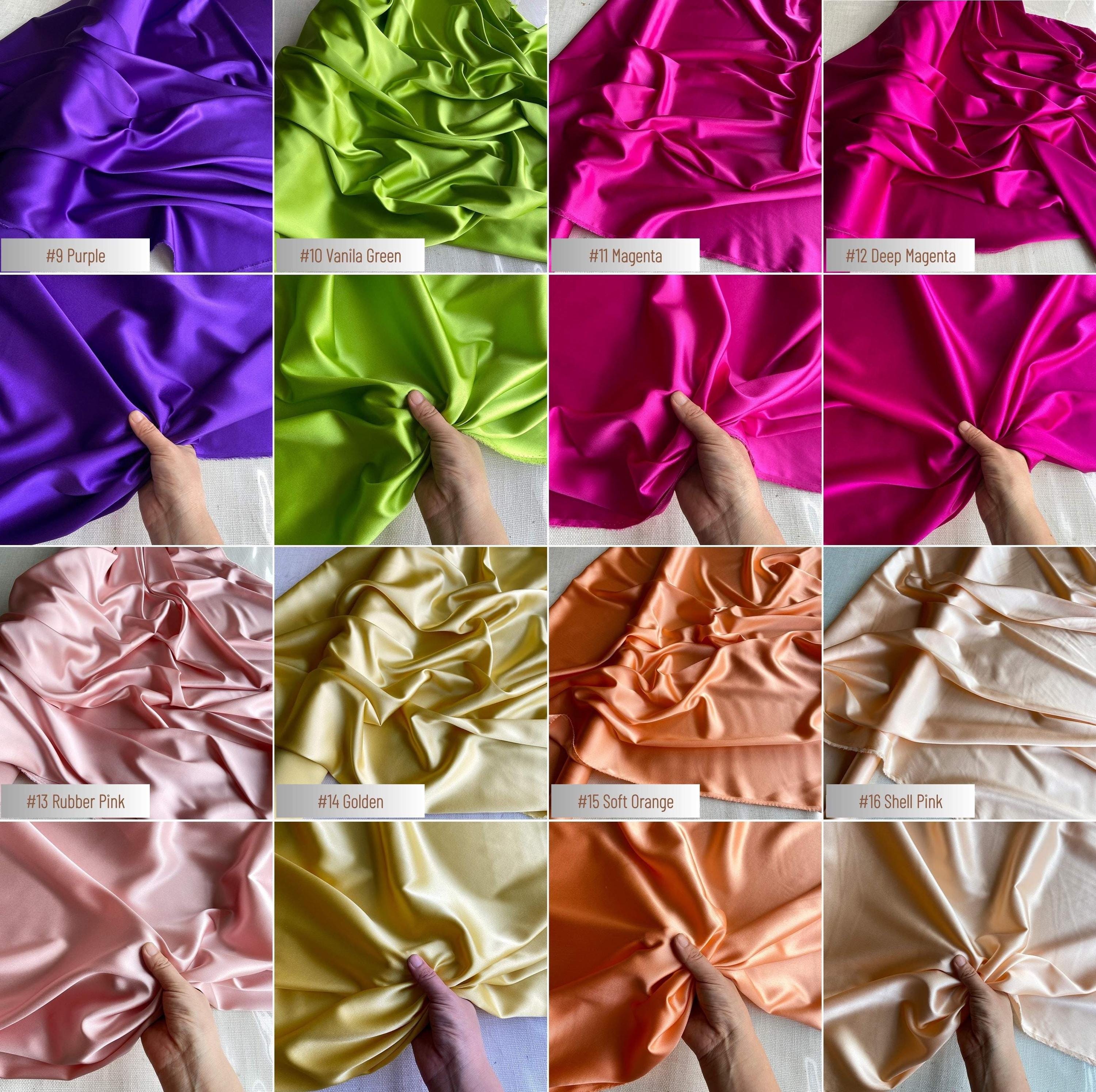 80 Colors Solid - 19 momme Stretch Silk Satin Fabric - 140cm wide by the Yard