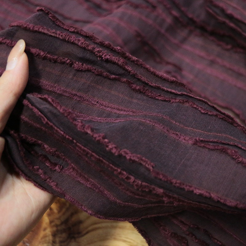 MEIZI - Handmade Mud Silk Special Cut Flower Silk Linen Fabric - 140cm wide by the Yard