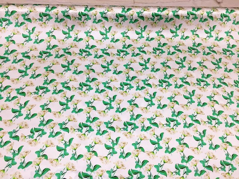 SUYAHU - 16 Momme Elegant Floral Print Charmeuse Silk Satin Fabric - 138cm wide by the Yard