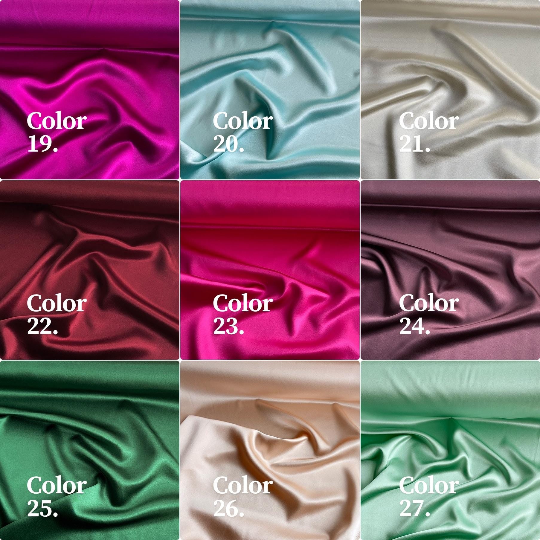 30 Momme Silk Charmeuse Fabric, 114cm Wide, 80 Colors (#41-80), Luxury Mulberry Silk