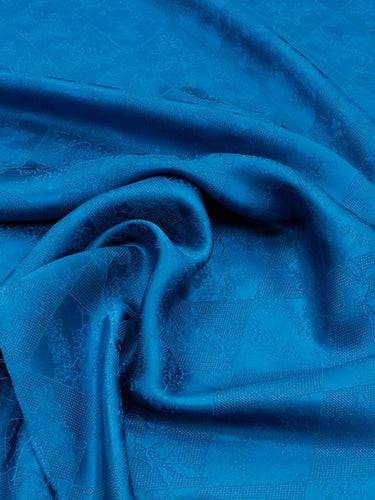 BAOSLA - 19 Momme Eco Friendly Plant Dye Sapphire Blue Jacquard Silk Blend Rayon Fabric - 130cm wide by the Yard