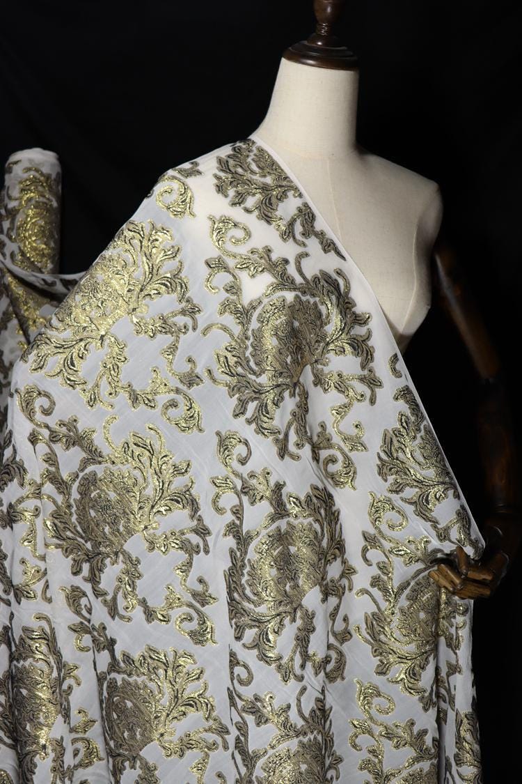 JFHBSZ - 22 Momme Golden Thread Weave Silk Georgette Fabric - 140cm wide by the Yard