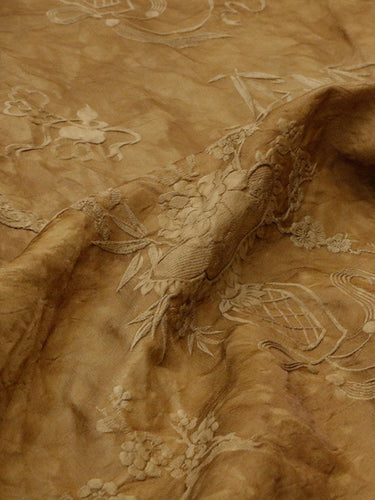 BABTUN - 33 Momme Vintage Plant Jacquard Silk-Wool Blend Fabric - 135cm wide by the Yard