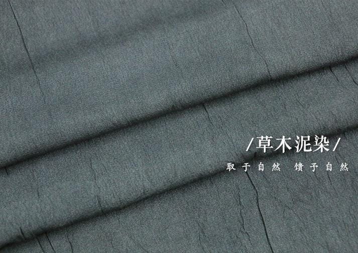 GUTONG - 16 Momme Eco Friendly Plant Dy Antique Bronze Natural Crinkle Tussah Silk Fabric - 93cm wide by the Yard