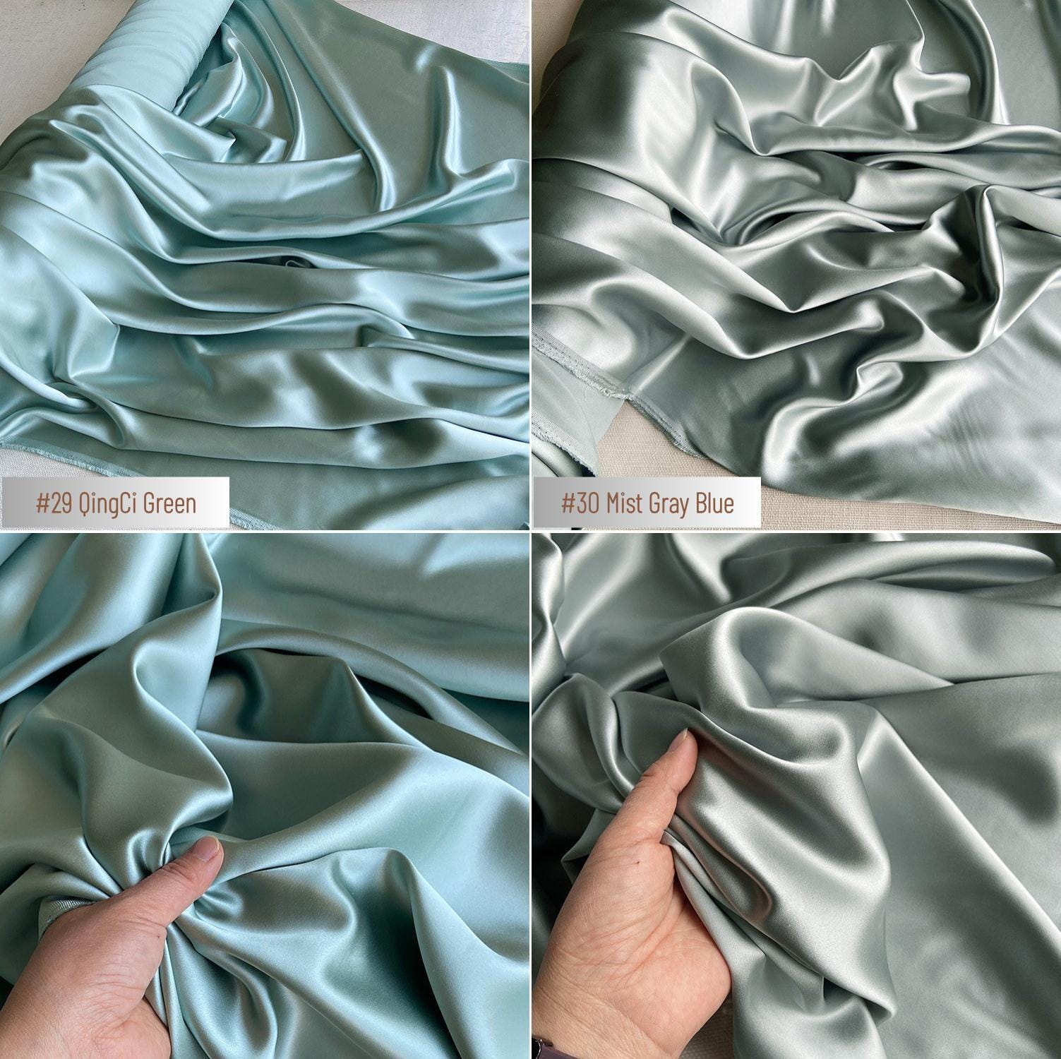40 Momme Silk Charmeuse Fabric, 140cm Wide, 30 Colors, Luxury Mulberry Silk