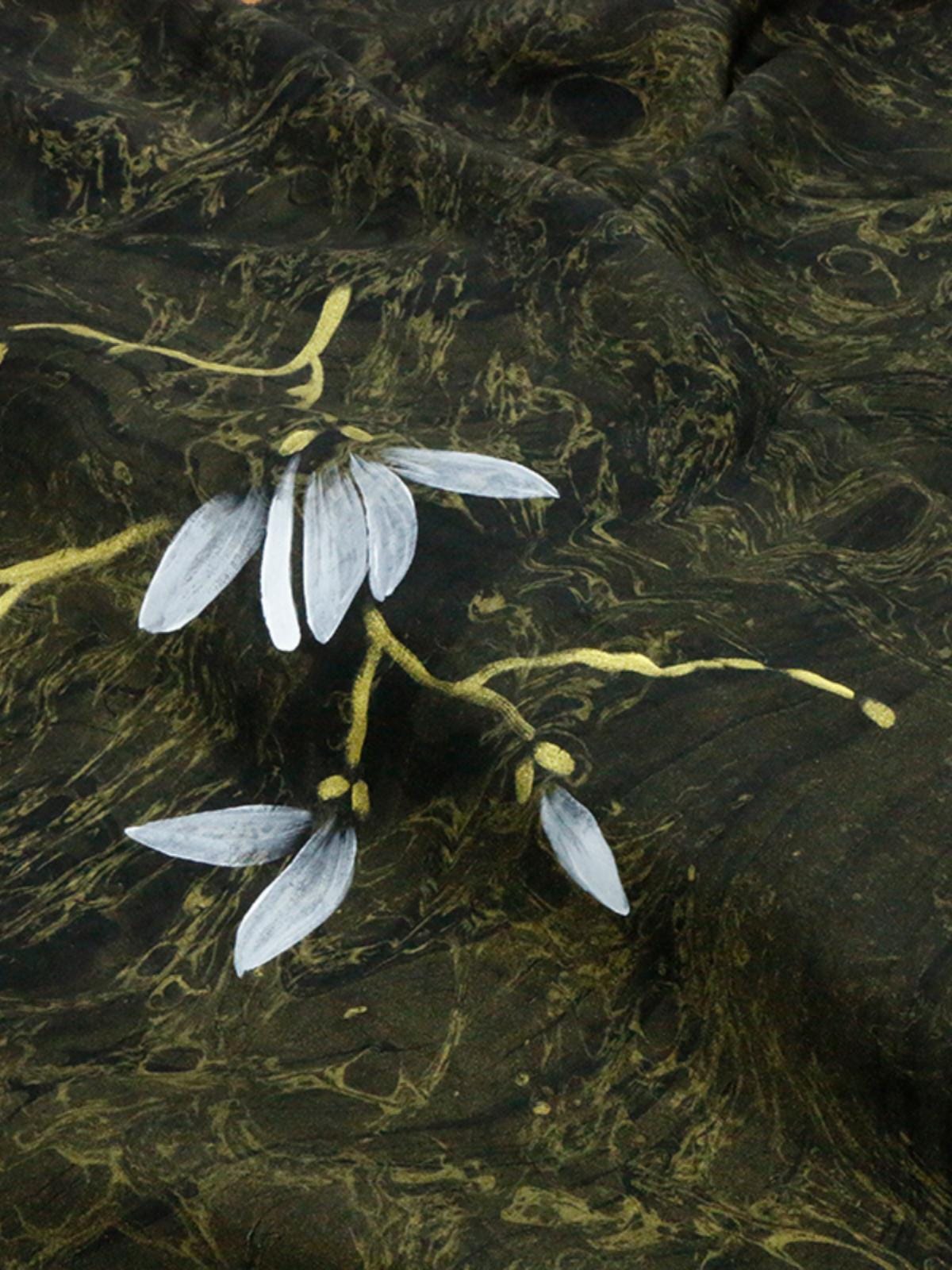 XGWSPD - 25 Momme Hand-Painted Magnolia Silk Plain Satin with Cracked Xiangyunsha Fabric - 110cm by the Yard