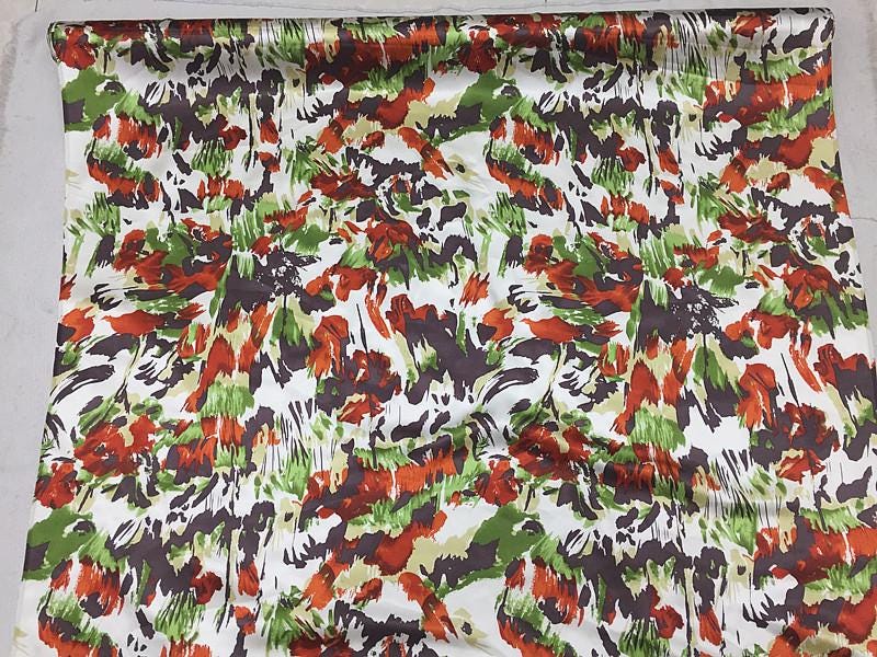 SZDCHX- 16 Momme Watercolor Abstract Print Stretch Charmeuse Silk Satin Fabric - 112cm wide by the Yard